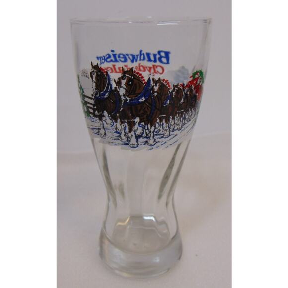 Vintage Pilsner Beer Glasses 1995 Budweiser Winter Clydesdales Set Of 6 Box Rare - Picture 8 of 14